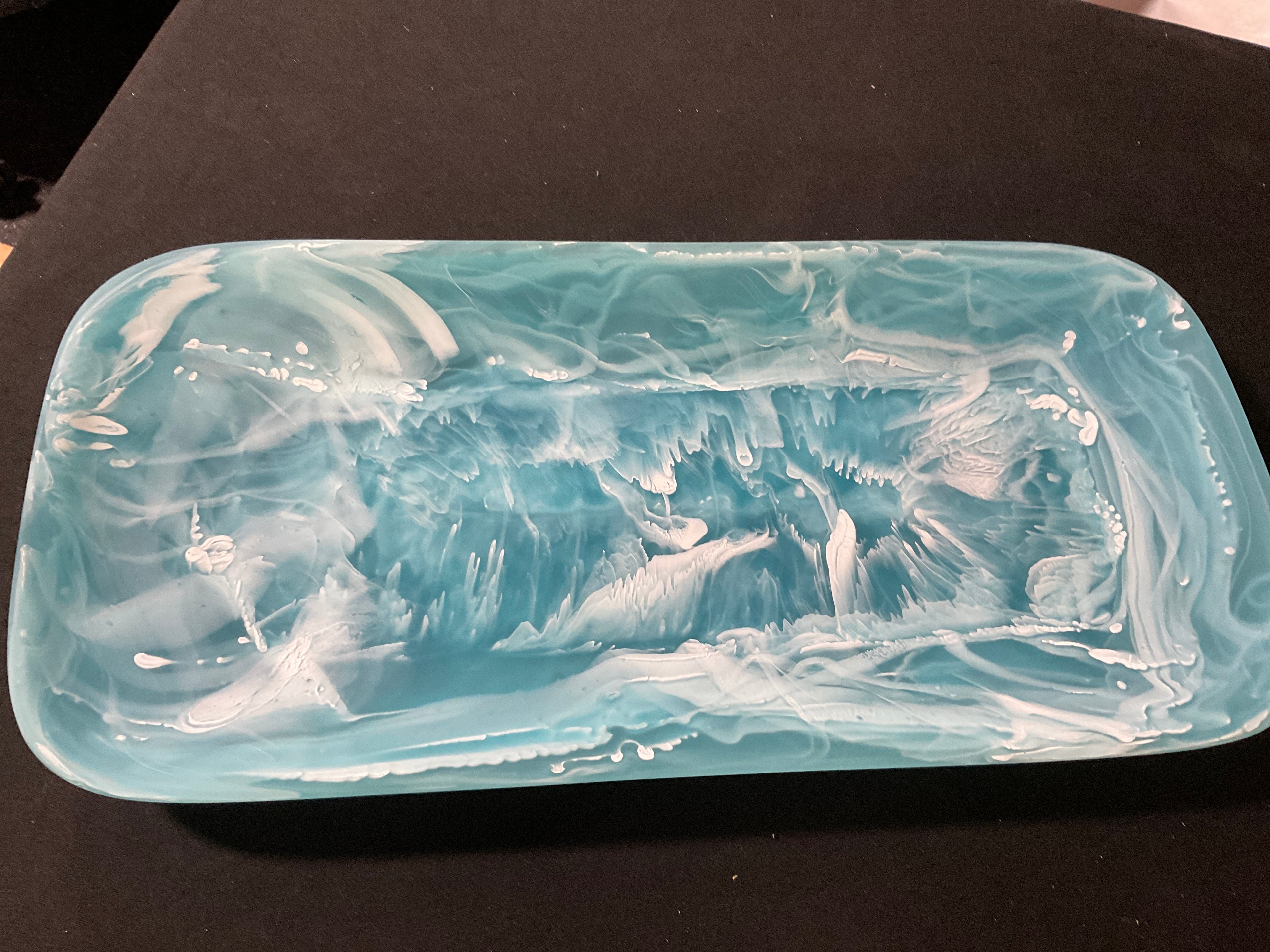 CLASSICAL RECTANGLE PLATTER AQUA SWIRL