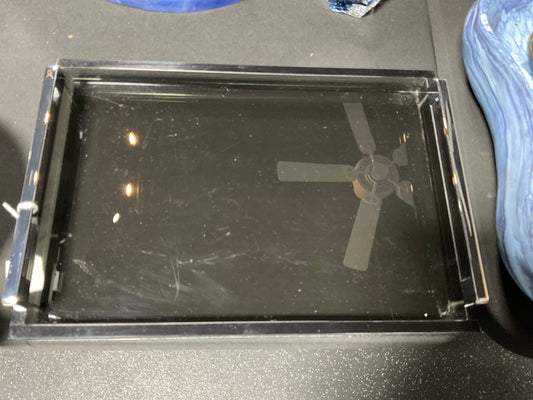Smoke black tray w silver handles