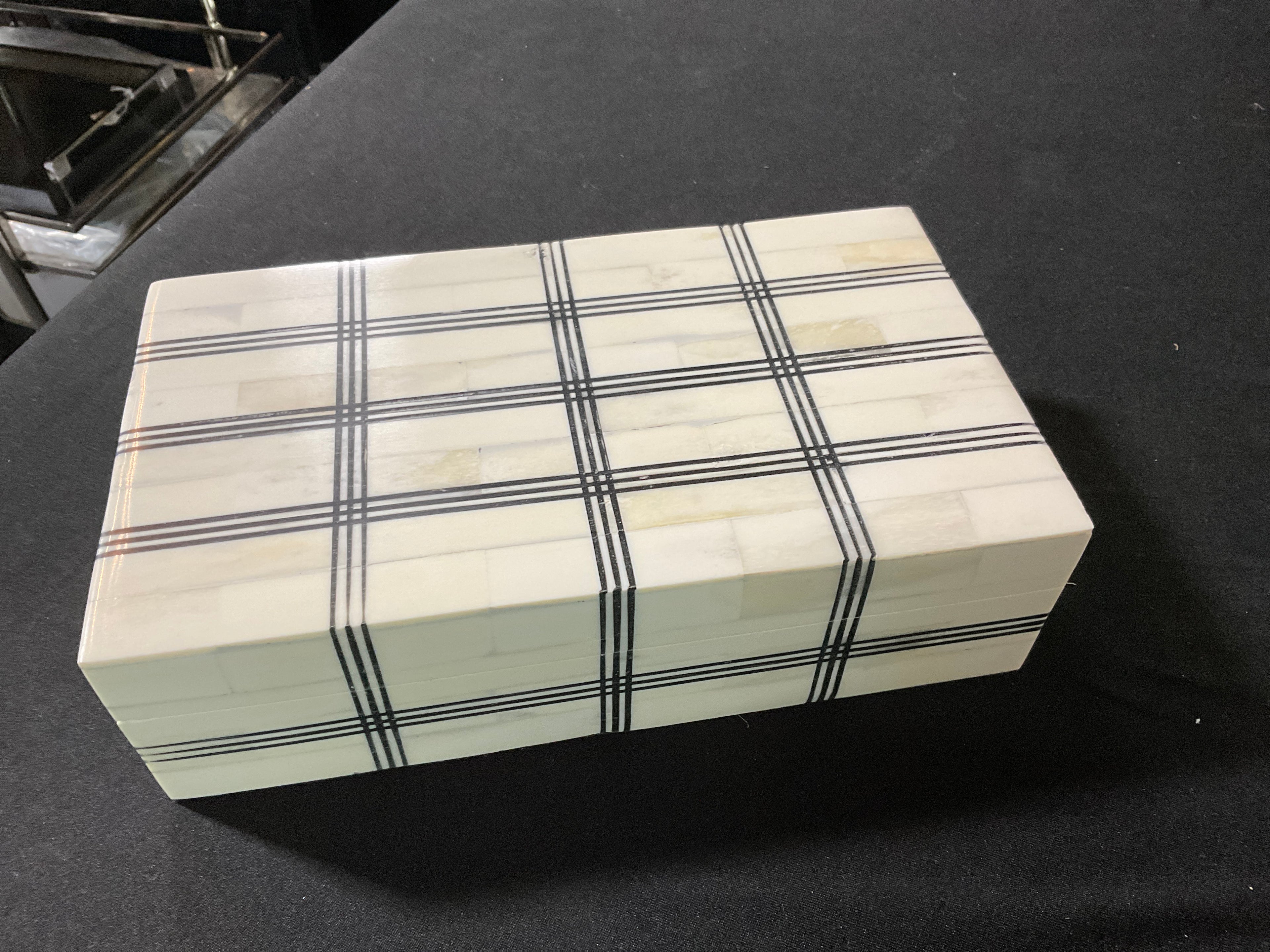 Bone and Navy Plaid-Medium