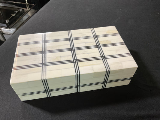 Bone and Navy Plaid-Medium