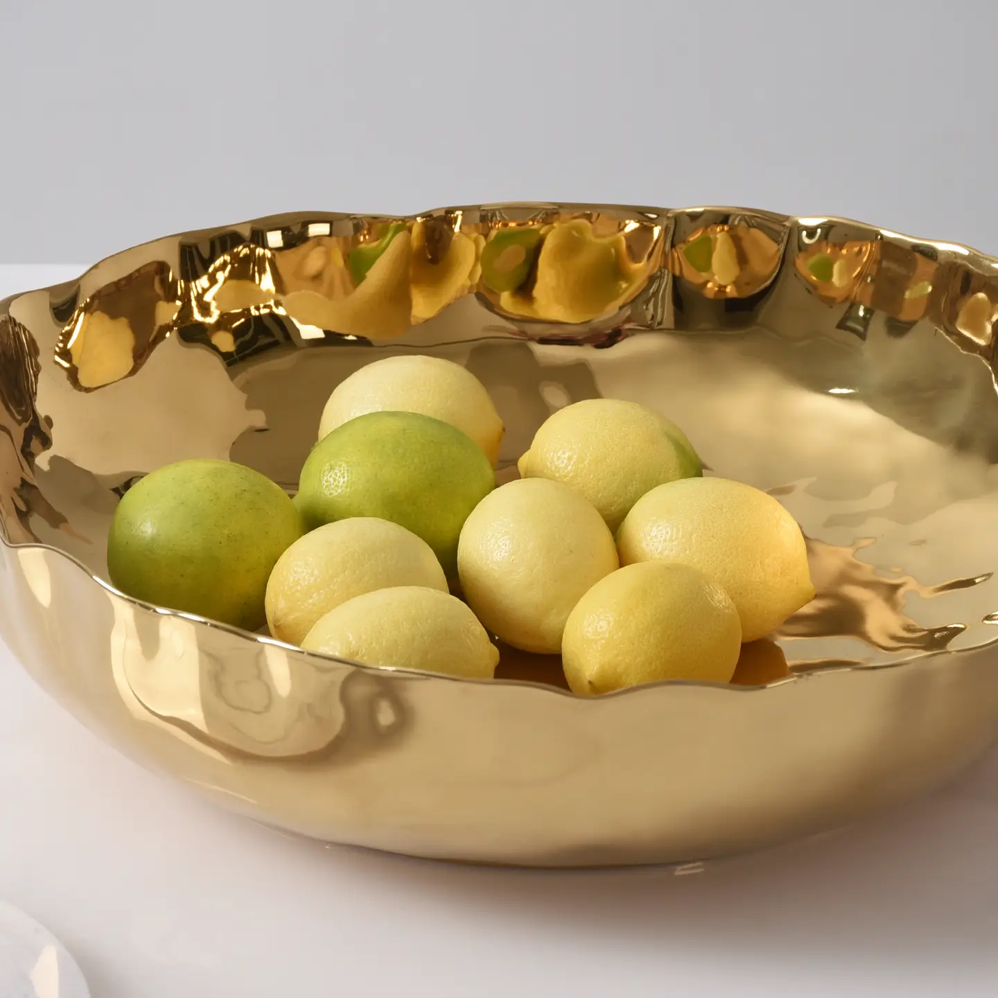 POR Gold XL Scalloped Shallow Bowl