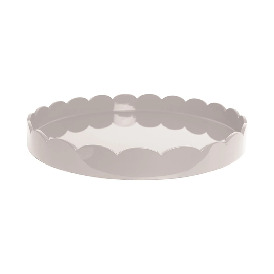 20X20 Large Round Cappuccino Lacquer Scalloped Tray