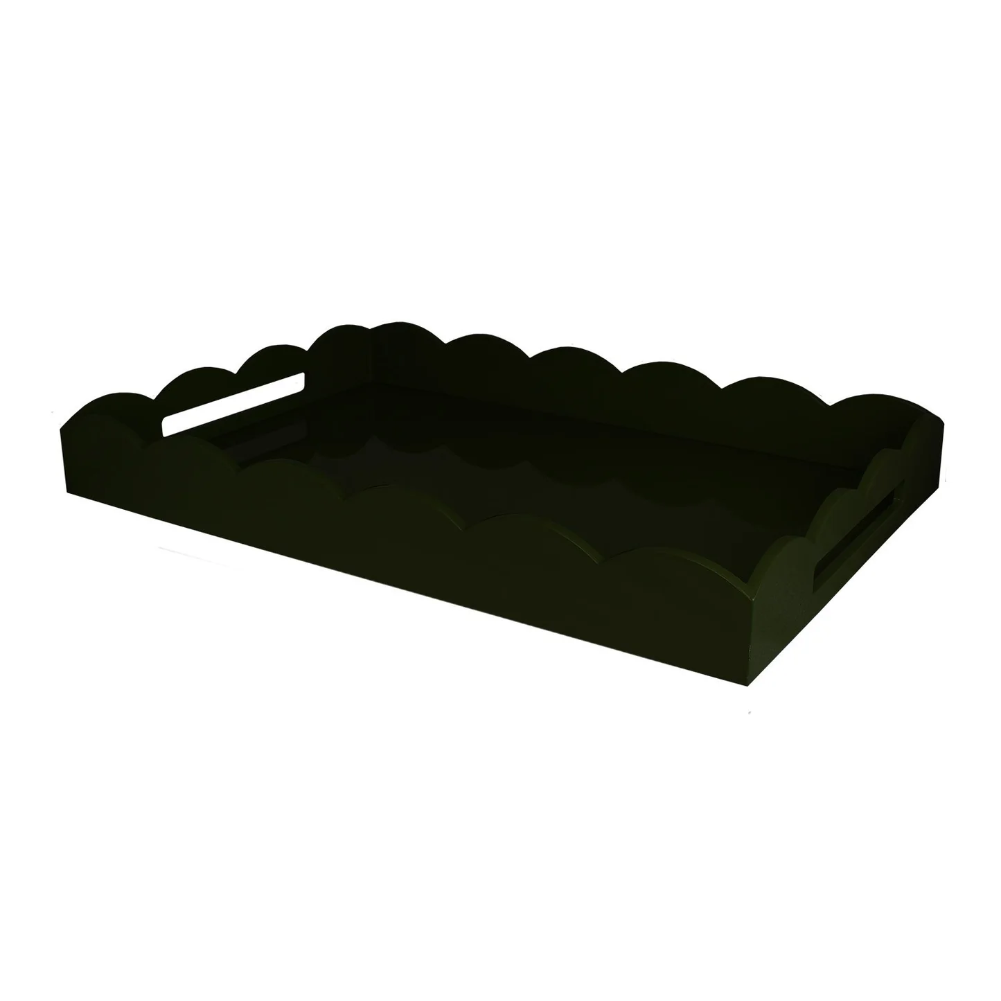 26X17 XL Black Lacquer Scalloped Tray
