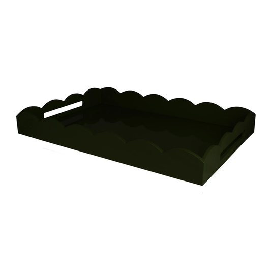 26X17 XL Black Lacquer Scalloped Tray