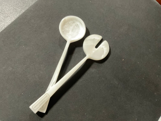 Sun and Moon Salad Servers-Alabaster