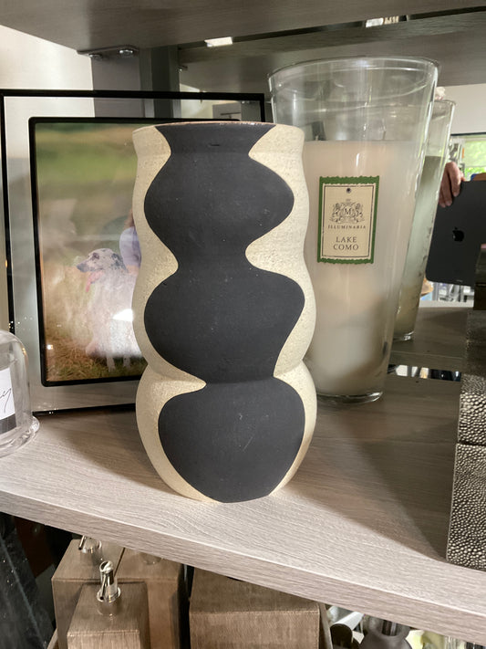 Beige and Black Ceramic Vase