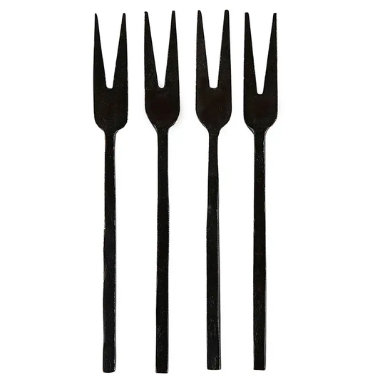 Hammered Appetizer Forks - Matte Black