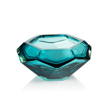 Blue Smoke Cut Glass Bowl