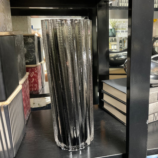 Threaded Vessel Tall Grey/Crystal Splash