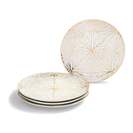 Talianna Lily Pad Plates, White & Gold, Set of 4