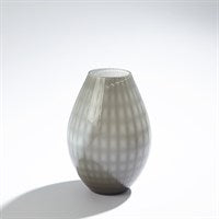 Cased Glass Grid Vase-Grey-Sm