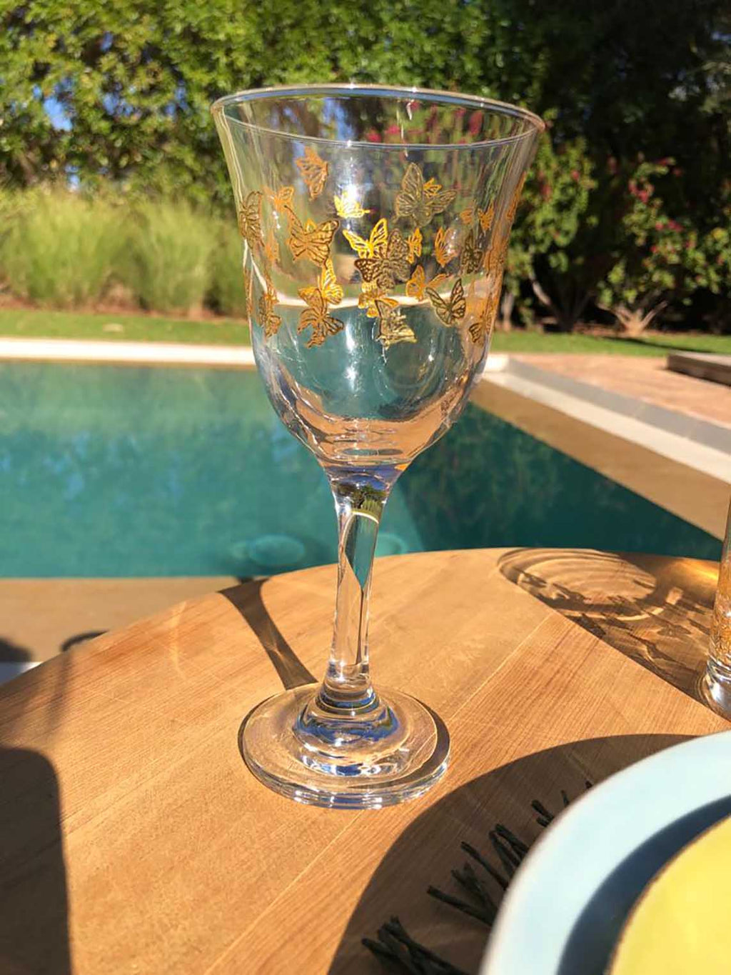 Gold Butterflies Wine Glasses Set of 6