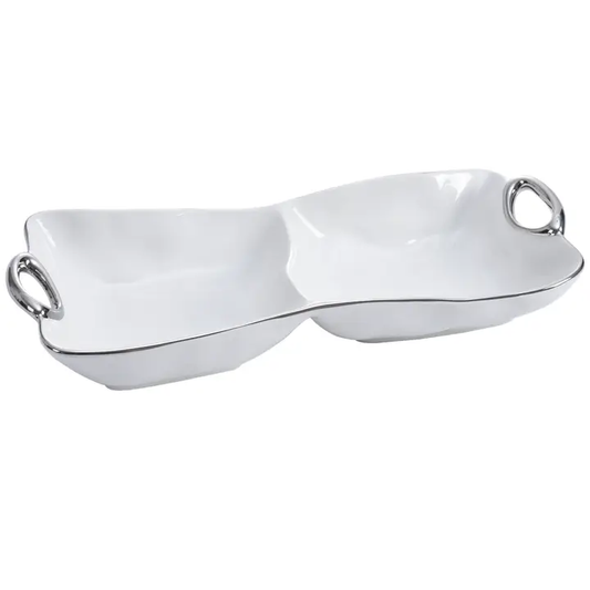 2 Section Server White/ Silver