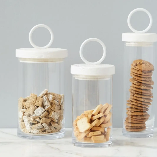White Iron Top Canister-Tall