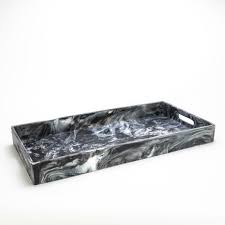 Black Swirl Rectangle Handle Tray 13x28