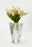 Crystal Square Cut Vase with Cuts-Small