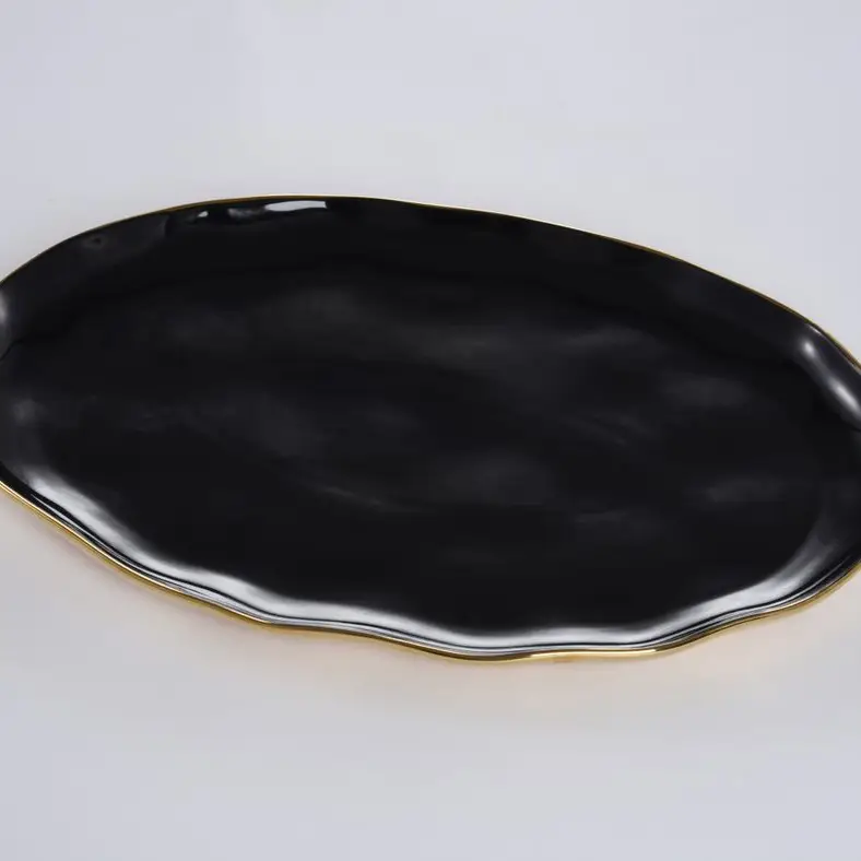 Black With Gold Trim Oval Patter