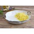 White/Silver Deep Oval Server with Handles