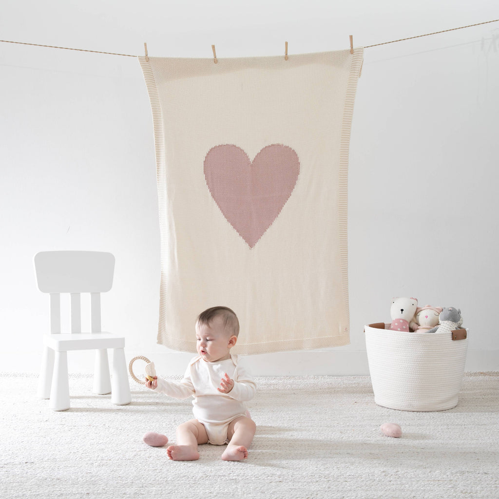 Baby Love - Pink -  Baby blanket - 100% organic cotton