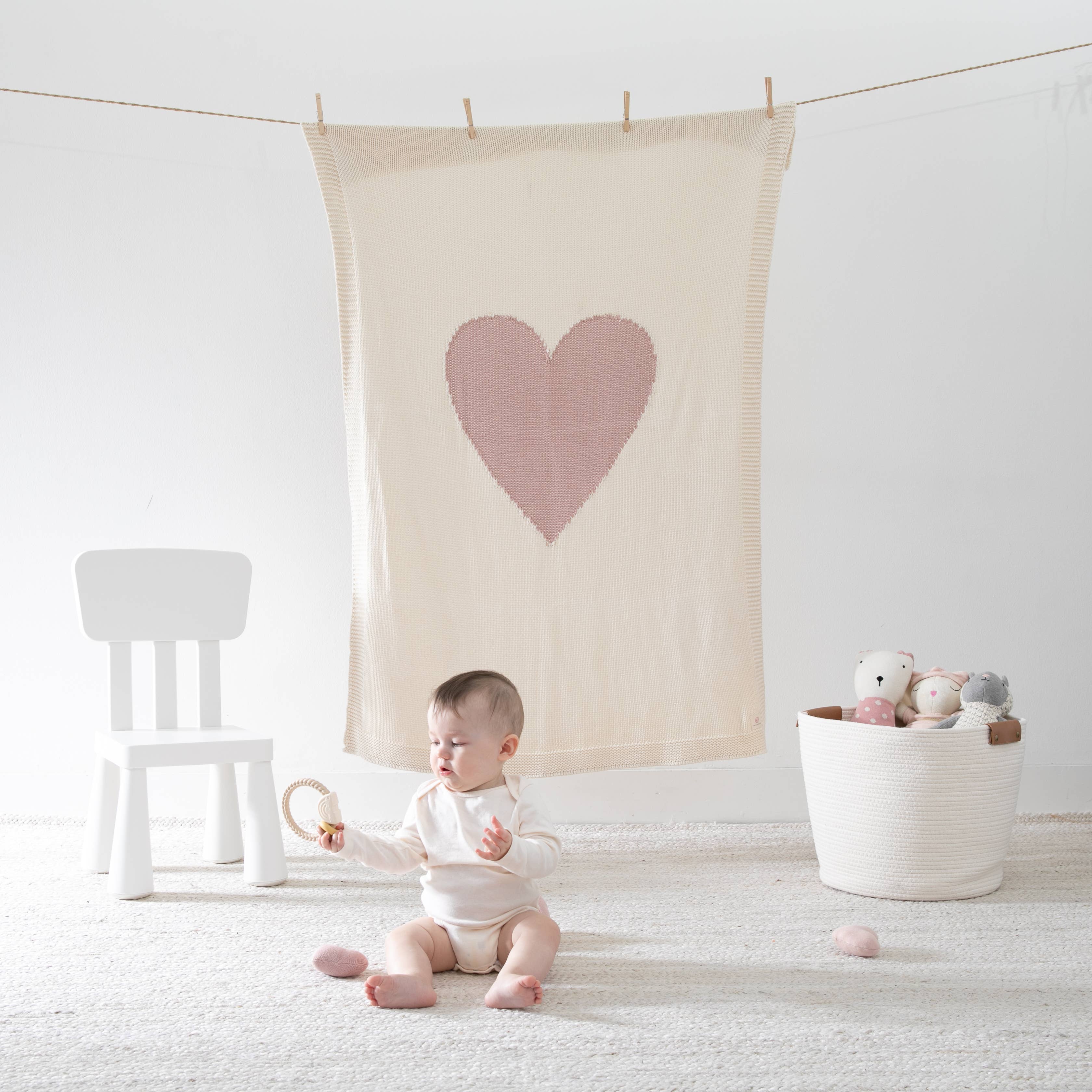Baby Love - Pink -  Baby blanket - 100% organic cotton
