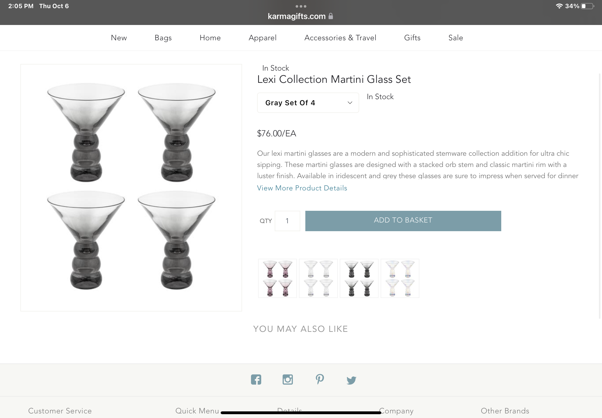Lexi Martini Glass-Set of 4