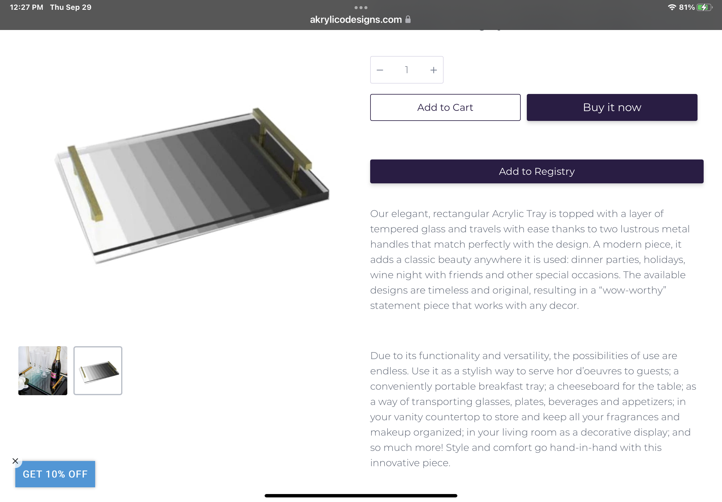 Handle Tray Ombré Lines
