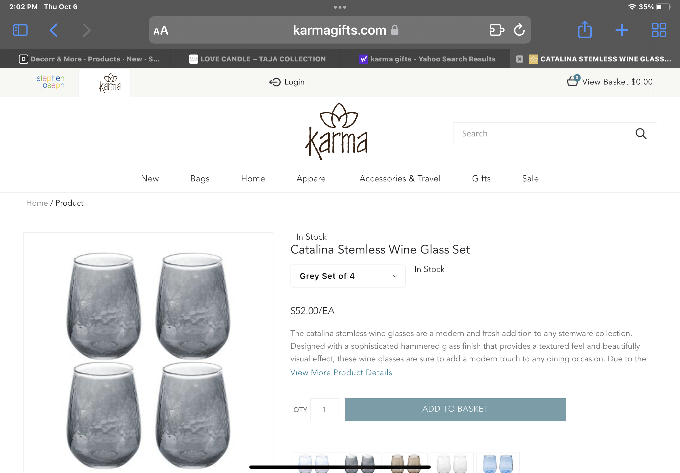 Hammered Stemless Wine-Grey