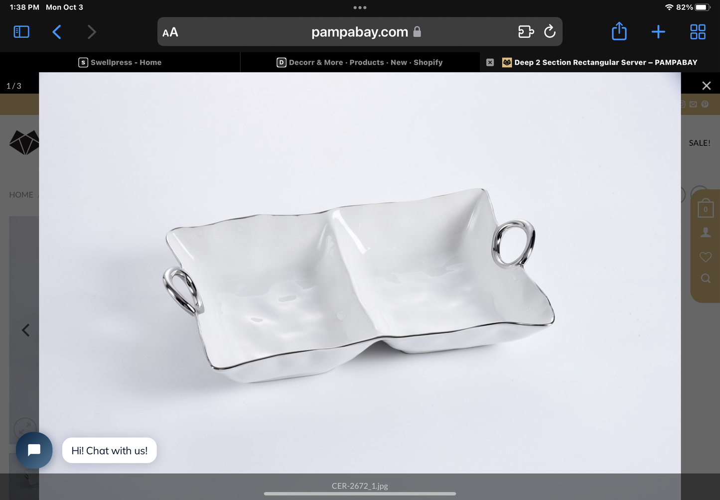2 Section Rectangular Server White/Silver