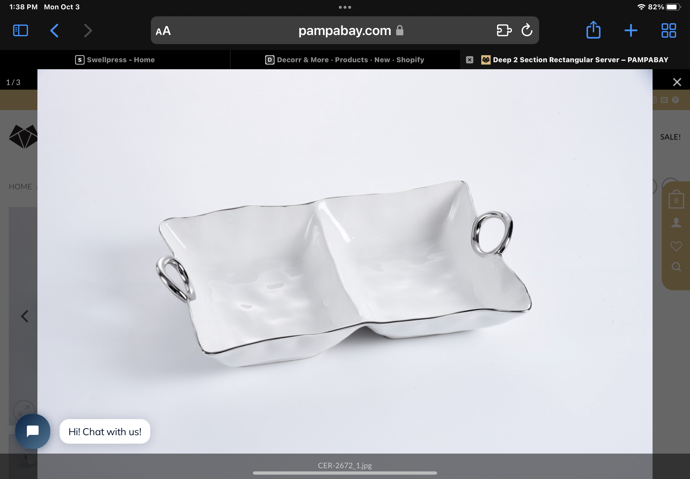 2 Section Rectangular Server White/Silver