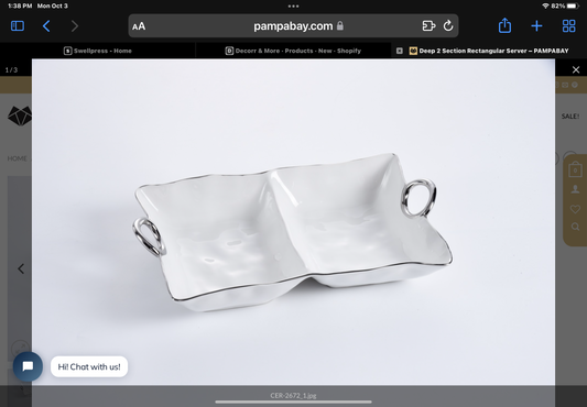 2 Section Rectangular Server White/Silver