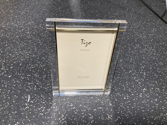 5 X 7 Lucite Frame-Gold Metal Design